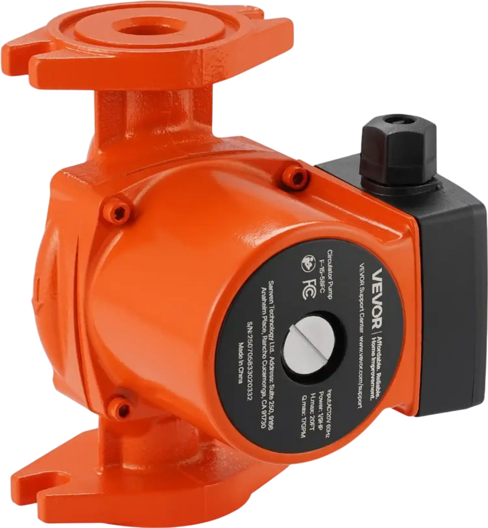 Vevor Cast Iron Circulator Pump Hot Water Recirculating 17 GPM 20' AC1 ...
