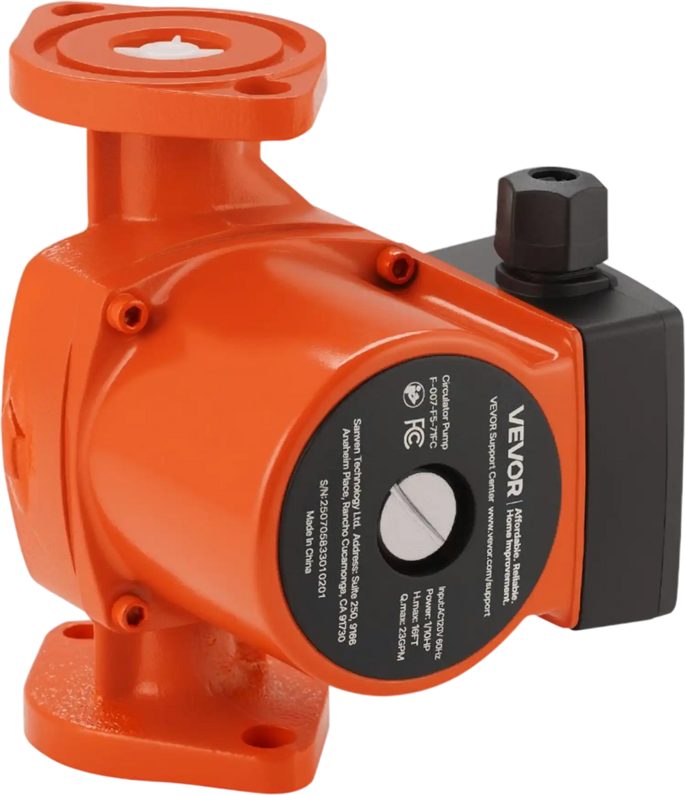 Vevor Circulator Pump Hot Water Recirculating Cast Iron 23 GPM 16' New ...