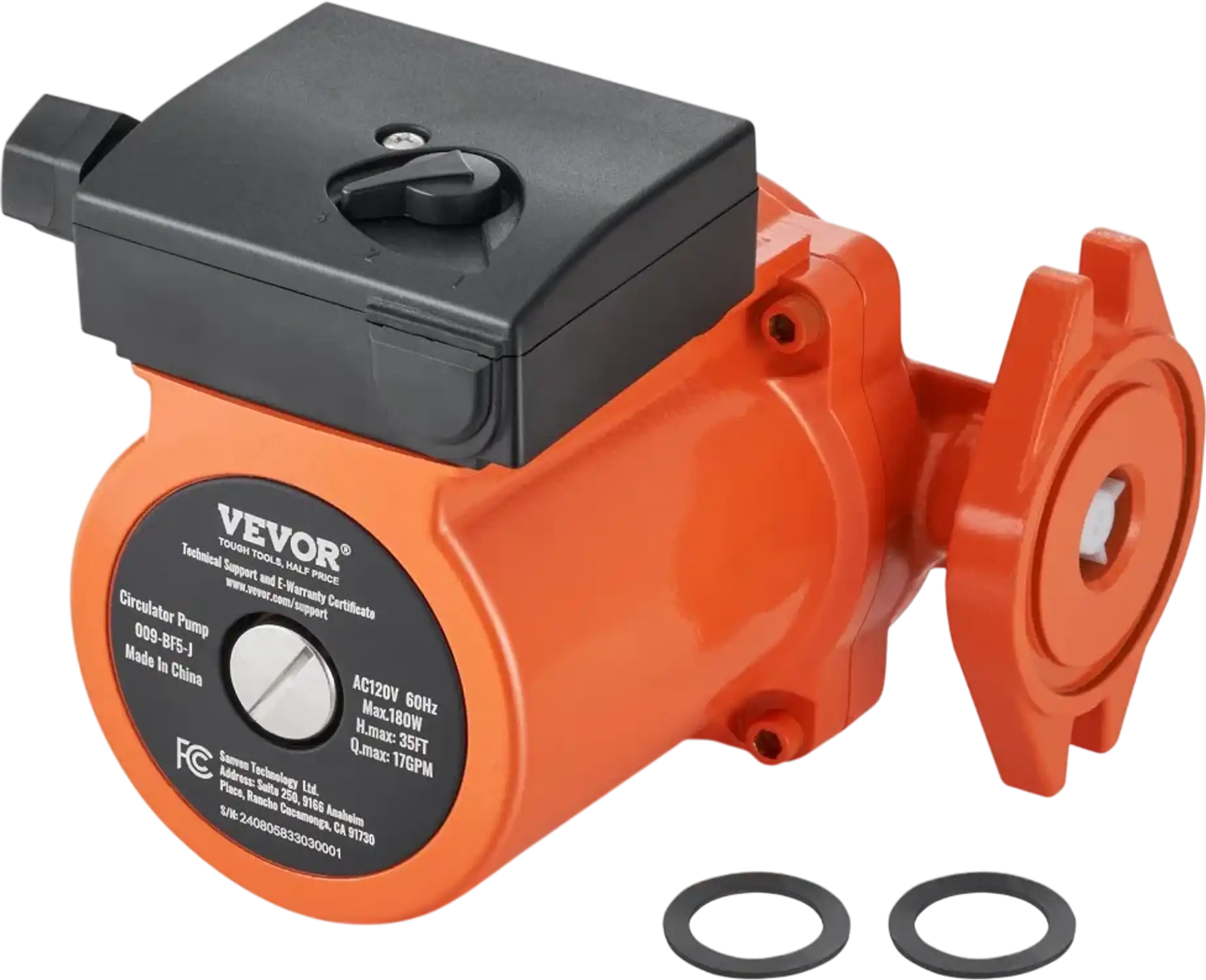 Vevor Hot Water Recirculating Pump 110V 180W 10 GPM 3/4
