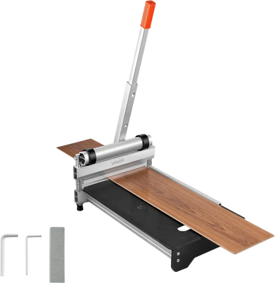 VEVOR 13 inch Vinyl Floor Cutter, 16mm Thick Laminate Flooring Cutter with 15°/30°/45° Adjustable Angle Settings, Flexible Wheels, Telescoping Handle, Cuts Engineered Wood, LVT, VCT, SPC, LVP, WPC