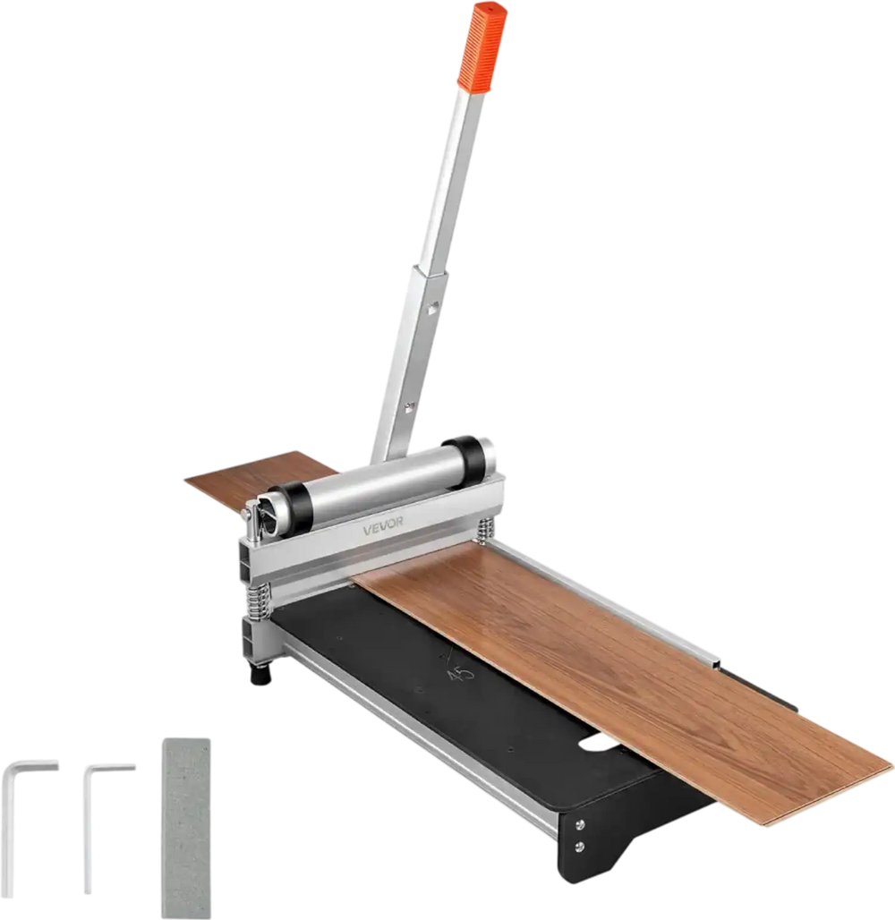 VEVOR 13 inch Vinyl Floor Cutter, 12mm Thick Laminate Flooring Cutter with 15°/30°/45° Adjustable Angle Settings, Flexible Wheels, Telescoping Handle, Certain Engineered Wood, LVT, VCT, SPC, LVP, WPC
