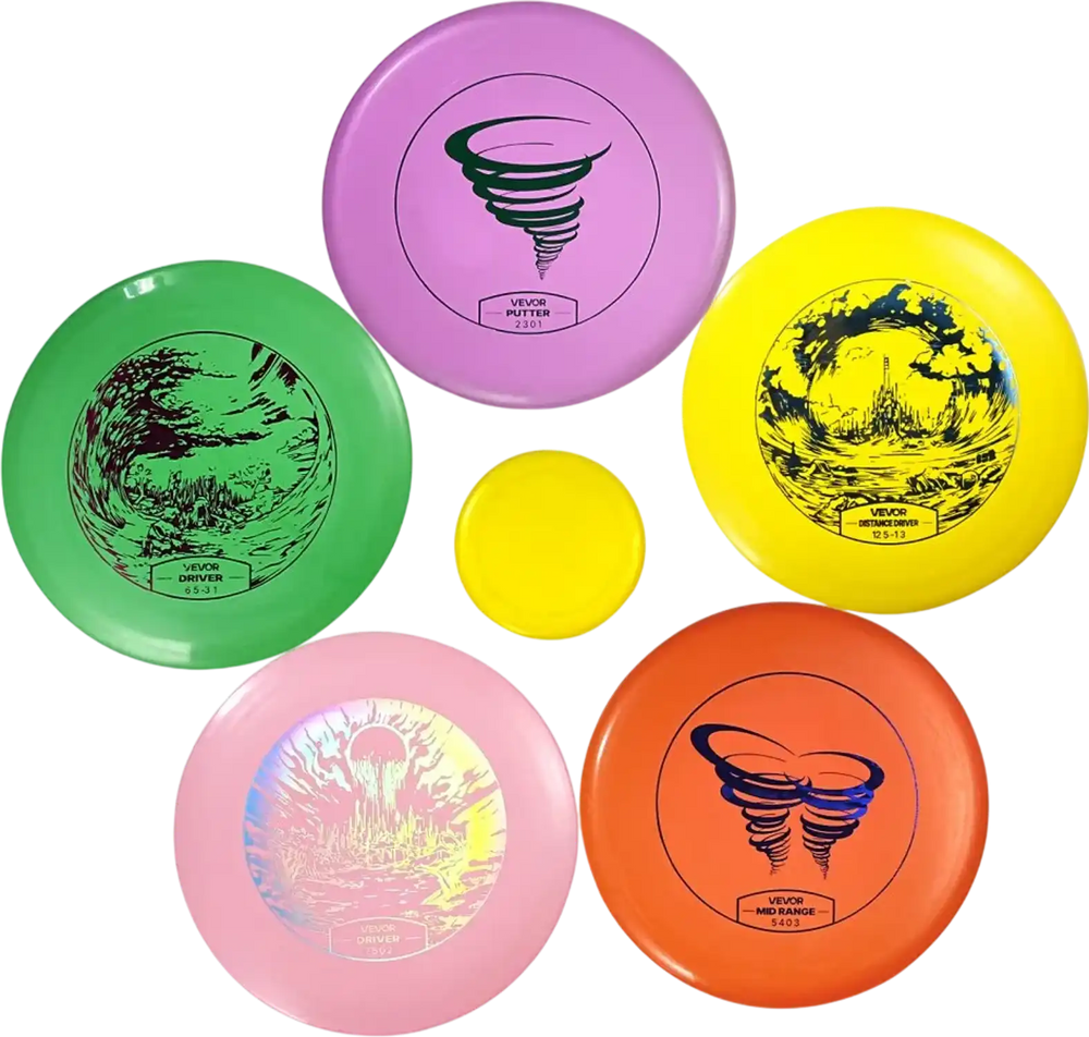 VEVOR Disc Golf Set, 5 PCS Beginners Flying Discs, Disc Golf Starter Set for Full-Body Strength Training, with Putter, Mid-Range, Driver, Mini Marker, for Outdoor Backyard, Lawn, Beach