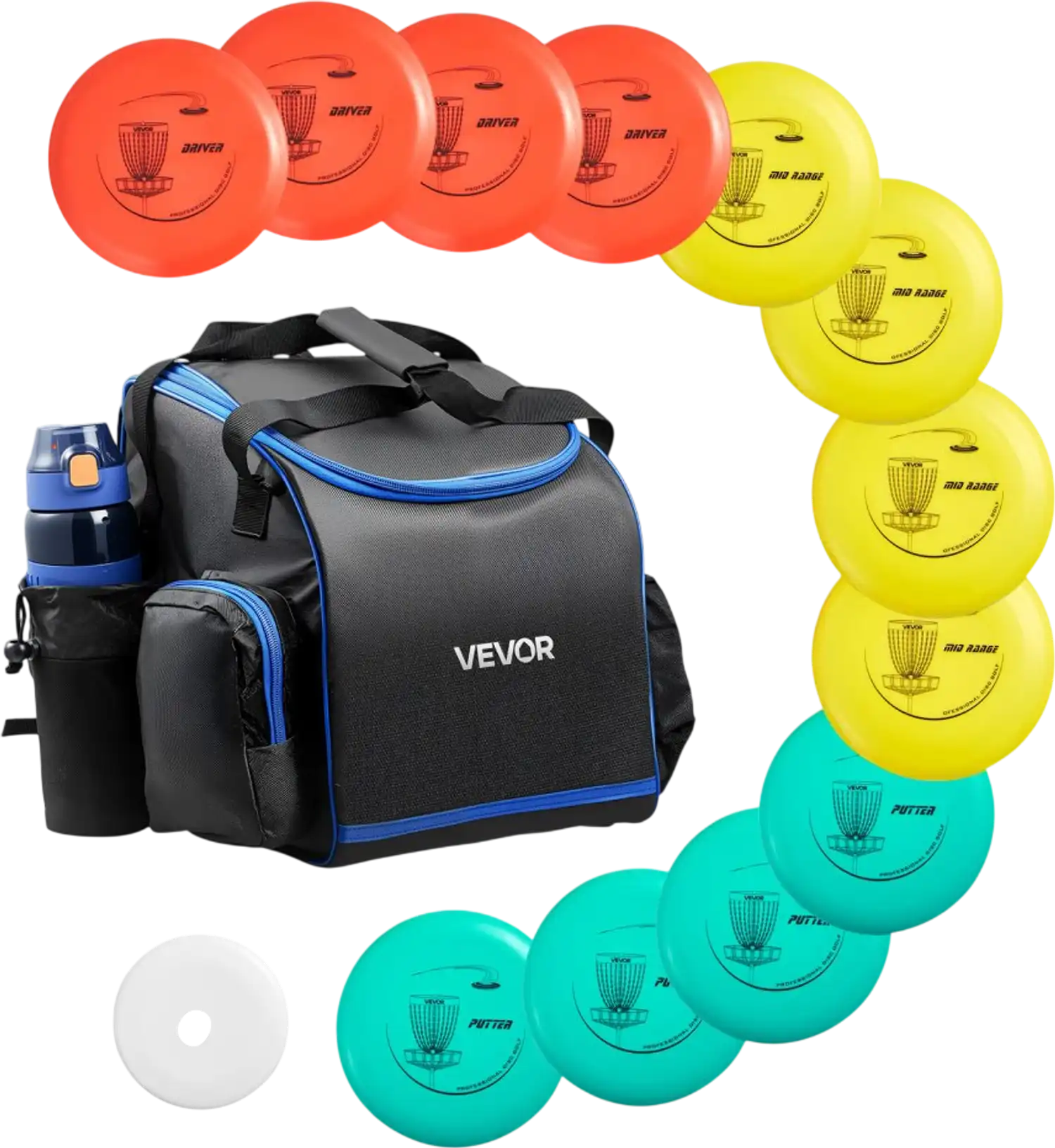 Vevor Disc Golf Set Starter Set with 12 Discs, Mini Marker & Portable Backpack New