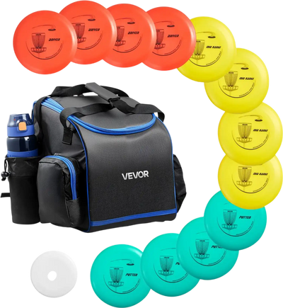 Vevor Disc Golf Set Starter Set with 12 Discs, Mini Marker & Portable Backpack New