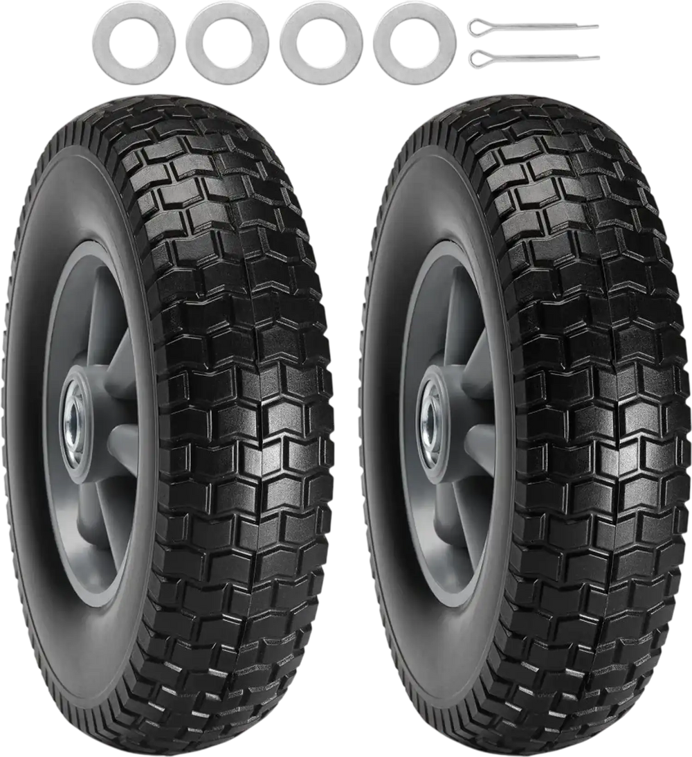 VEVOR Solid PU Run-Flat Tire Wheel, 10", 2-Pack, 180 lbs Dynamic Load, 220 lbs Static Load, Flat Free Tubeless Tires and Wheels for Hand Truck, Utility Cart, Dollies, Garden Trailers, Various Carts