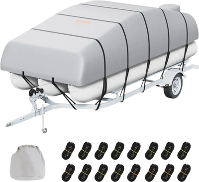 Vevor Pontoon Boat Cover 23'-24' Waterproof Trailerable Grey New