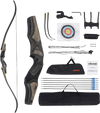 VEVOR Recurve Bow and Arrows Kit, 60 inch Wooden Takedown Bows, Right Handed Ergonomic Archery Recurve Bow Package, Longbow for Outdoor Target Training Practice Hunting, Beginners to Advanced, 35 lbs