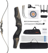 VEVOR Recurve Bow and Arrows Kit, 60 inch Wooden Takedown Bows, Right Handed Ergonomic Archery Recurve Bow Package, Longbow for Outdoor Target Training Practice Hunting, Beginners to Advanced, 45 lbs