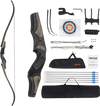 VEVOR Recurve Bow and Arrows Kit, 60 inch Wooden Takedown Bows, Right Handed Ergonomic Archery Recurve Bow Package, Longbow for Outdoor Target Training Practice Hunting, Beginners to Advanced, 50 lbs