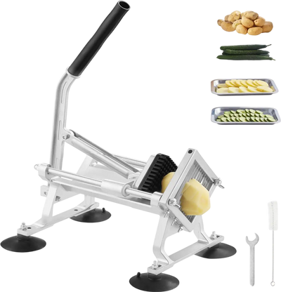 VEVOR Commercial Vegetable Slicer, 1/4 inch Fruit Slicer, Stainless Steel and Aluminum Alloy Vegetable Cutter Slicer Machine, Manual Slicer with Non-slip Feet, for Radishes, Onions, Potatoes, Lemons