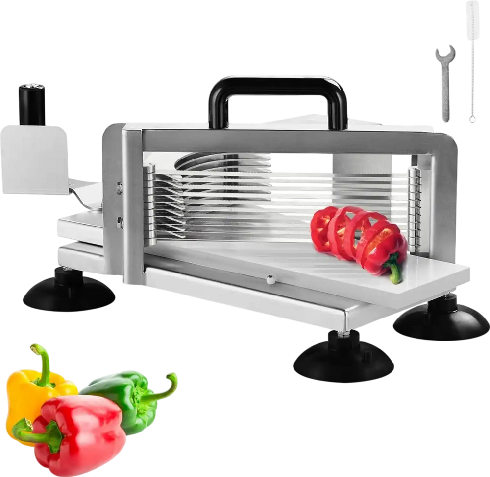 VEVOR Commercial Tomato Slicer, 1/4 inch Tomato Cutter Slicer, Stainless Steel Heavy Duty Tomato Slicer Machine, Manual Tomato Slicer with Non-slip Feet, for Cutting Tomatoes, Cucumbers, Bananas