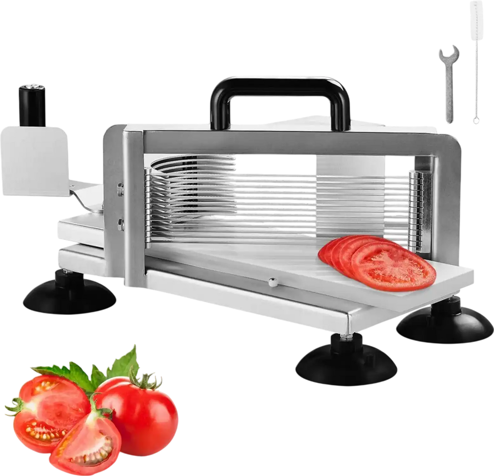 VEVOR Commercial Tomato Slicer, 3/16 inch Tomato Cutter Slicer, Stainless Steel Heavy Duty Tomato Slicer Machine, Manual Tomato Slicer with Non-slip Feet, for Cutting Tomatoes, Cucumbers, Bananas