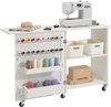 VEVOR Folding Sewing Table, Multipurpose Sewing Machine Table with Compact Design, Wheels, Shelves, Storage Trays, Wooden Pegs, and Magnetic Doors, Sewing Desk Cabinet for Sewing Machine, White