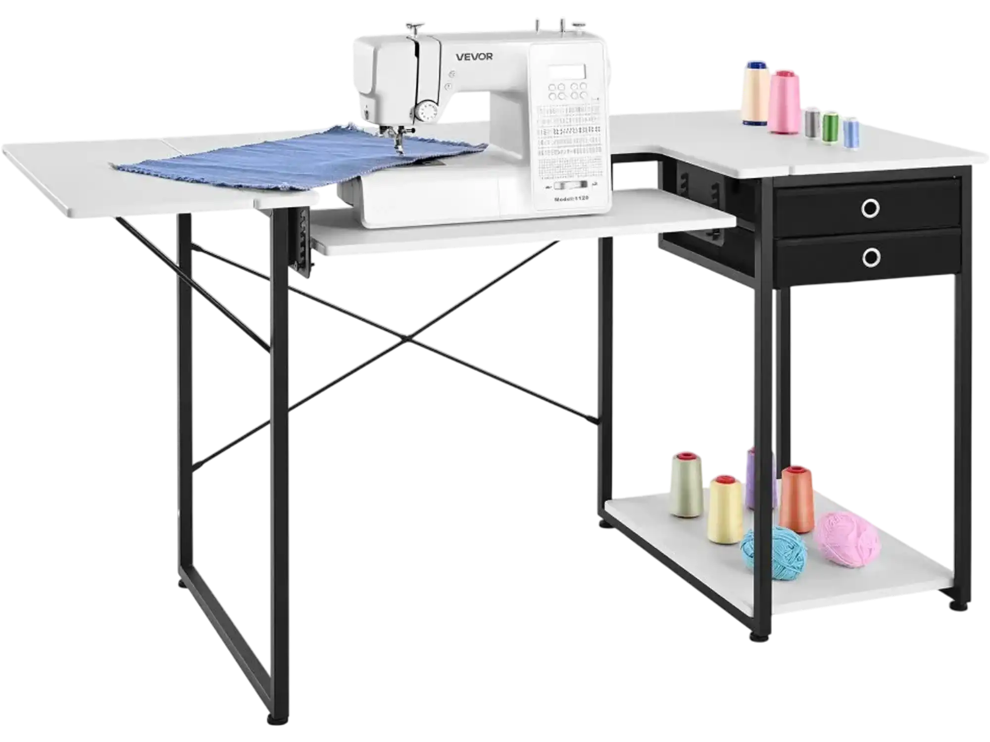 Vevor Sewing Table Foldable Multipurpose Sewing Machine Table with Drawers New