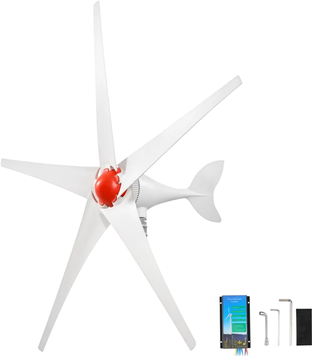 VEVOR 800W 12V Wind Turbine Generator, 5-Blade Wind Turbine Kit with Wind & Solar Hybrid Controller, Efficient 3-Phase AC Permanent Wind Power Generator for RV Boat Home Farm (Tower Pole Not Included)