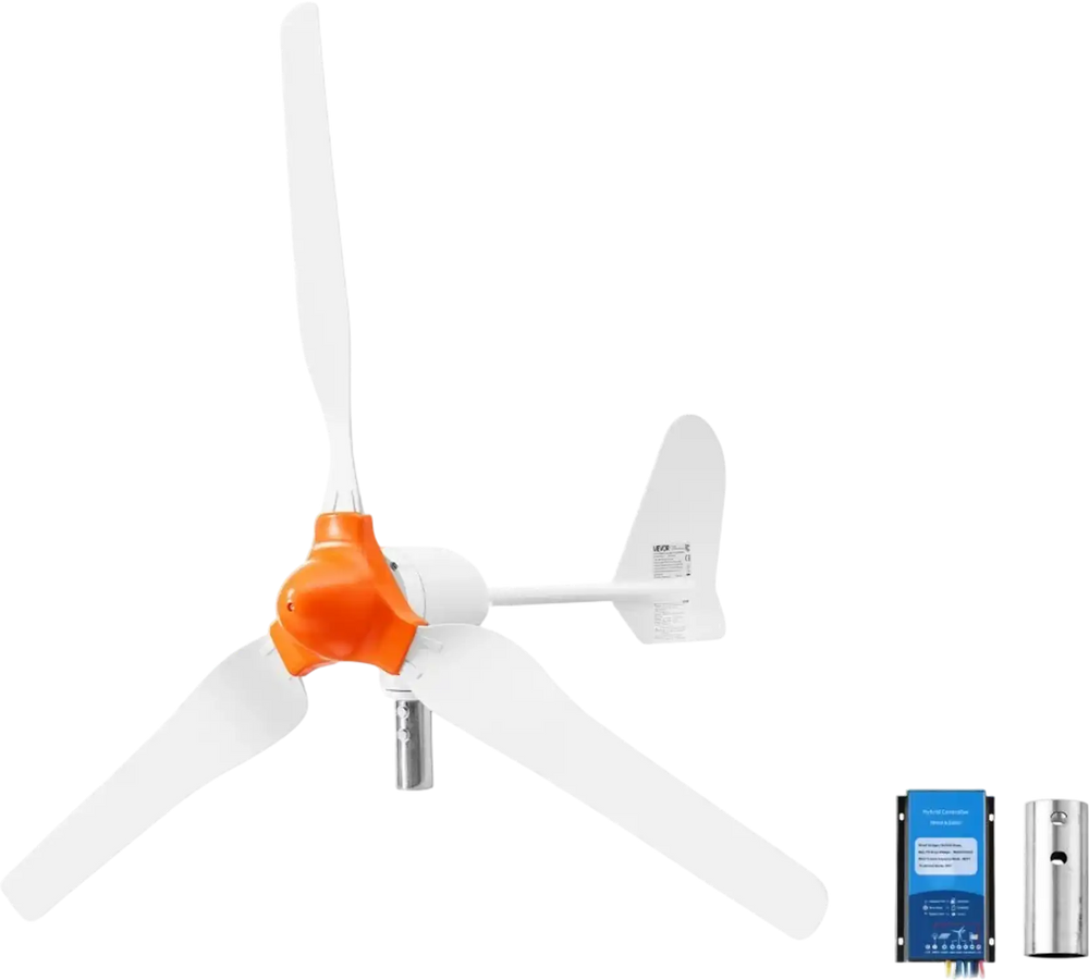 VEVOR 1000W 12V Wind Turbine Generator, 3-Blade Wind Turbine Kit with Wind/Solar Hybrid Controller, Efficient 3-Phase AC Permanent Wind Power Generator for RV Boat Home Farm (Tower Pole Not Include)