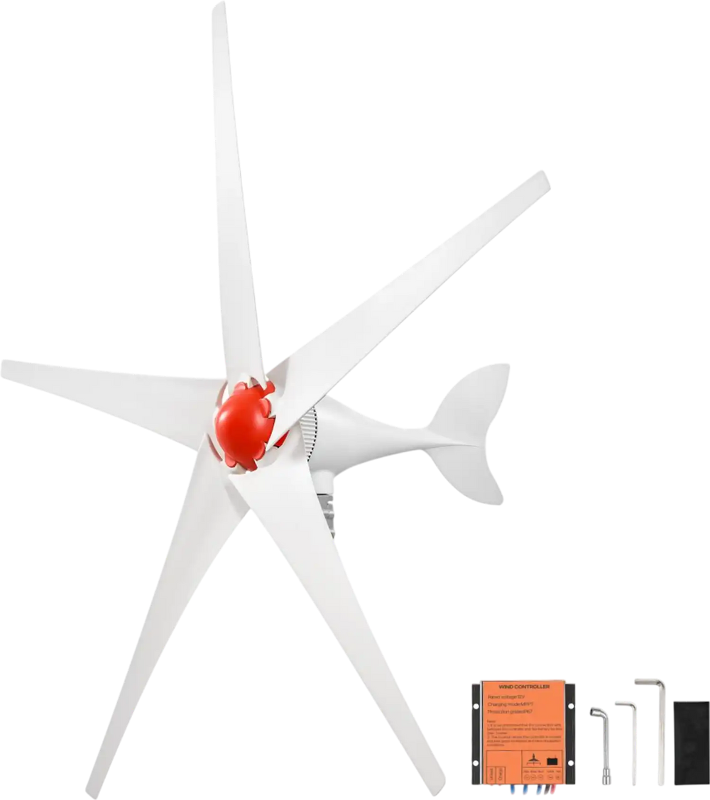 VEVOR 800W 12V Wind Turbine Generator, 5-Blade Wind Turbine Kit with MPPT Controller, High-Efficiency 3-Phase AC Permanent Wind Power Generator for RVs, Boats, Home, Farm (Tower Pole Not Included)