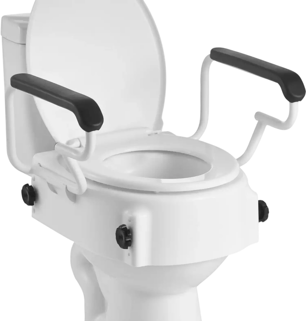 VEVOR Raised Toilet Seat with Arms, 300 lbs Load Capacity, 3-Level Adjustable Height, Widened Commode Elevated Toilet Seat Riser with Padded Handles for Seniors, Elderly, Handicap, Disabled, Adults