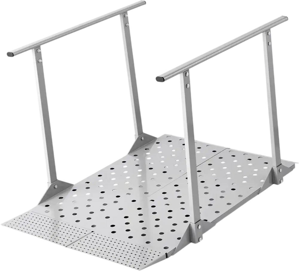 VEVOR Wheelchair Ramp with Handrails, 44.9 x 33.5 in, Heavy Duty Aluminum Handicap Ramp, 440 lbs Capacity, Non-Slip Portable Threshold Ramps for Home Steps, Stairs, Doorways, Curbs, Walkers, Scooters