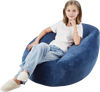 VEVOR Bean Bag Chair, 3 feet Bean Bag Chair with Soft Armrests and Storage Pocket, 25D Memory Foam Filled with Soft Teddy Velvet Cover, Bean Bag for Bedroom or Playroom, Blue