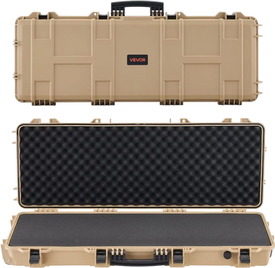 VEVOR Hard Rifle Case, Lockable Rifle Case with Pre-cut Foams, 42 in Movable Gun Storage with Wheels, IP67 Waterproof & Dustproof Pistol Storage for Rifle, Shotgun, Airsoft Gun, Khaki