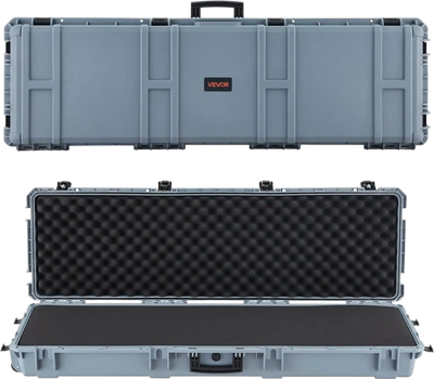 VEVOR Hard Rifle Case, Lockable Rifle Case with Pre-cut Foams, 52 in Gun Storage with Wheels, Heavy Duty IP67 Waterproof & Dustproof Pistol Storage Cases for Rifles, Shotguns, Airsoft Guns, Grey