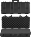 VEVOR Hard Rifle Case, Lockable Rifle Case with 4 Layers Pre-cut Foams, 36 in Gun Storage with Wheels, IP67 Waterproof & Dustproof Pistol Storage Cases for Rifles, Shotguns, Airsoft Guns, Black
