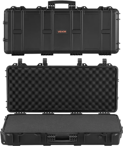 VEVOR Hard Rifle Case, Lockable Rifle Case with 4 Layers Pre-cut Foams, 36 in Gun Storage with Wheels, IP67 Waterproof & Dustproof Pistol Storage Cases for Rifles, Shotguns, Airsoft Guns, Black