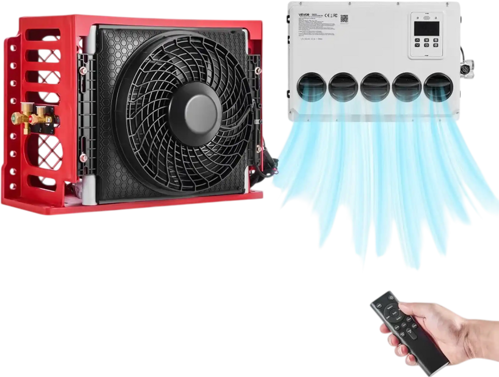 VEVOR Truck Air Conditioner, 12V 10000 BTU Mini Split AC Unit, 400 m³/h Airflow Cab Air Conditioner, Quiet A/C Unit Fast Cooling for Semi Truck, Camper, Construction Vehicle, Crane, Tractor, Excavator