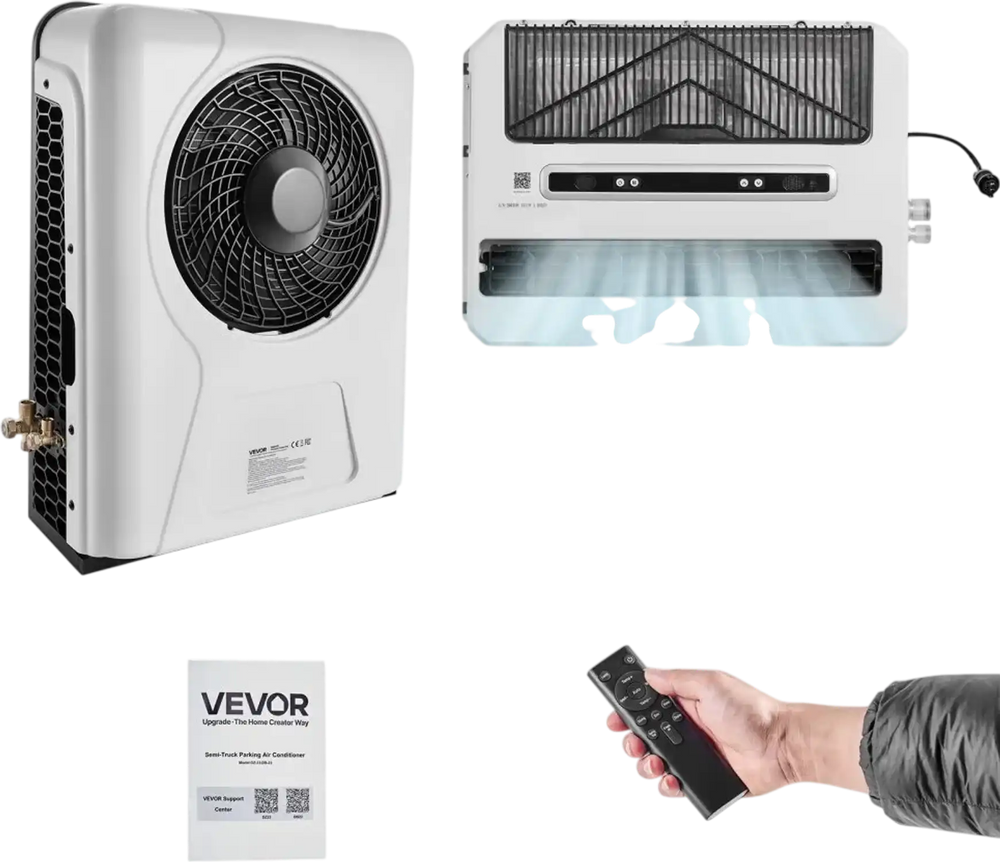 VEVOR Truck Air Conditioner, 12V 10000 BTU Mini Split AC Unit, 400 m³/h Airflow Cab Air Conditioner, Fast Cooling Low Noise for Semi Truck, Camper, Construction Vehicle, Crane, Tractor, Excavator
