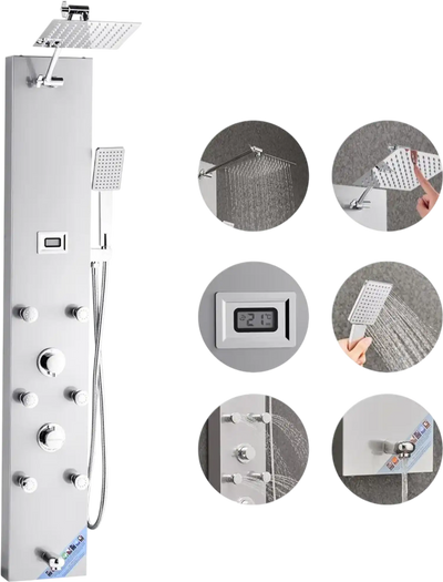 Vevor Shower Panel Tower System Rainfall Head LED Display 49
