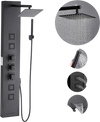 VEVOR Shower Panel Tower System with Rainfall Shower Head, 49 in Brushed Stainless Steel Shower Column, 4-Function Faucet, Wall-Mount Rain Massage System, with 4 Body Jets,  Handheld, and Tub Spout
