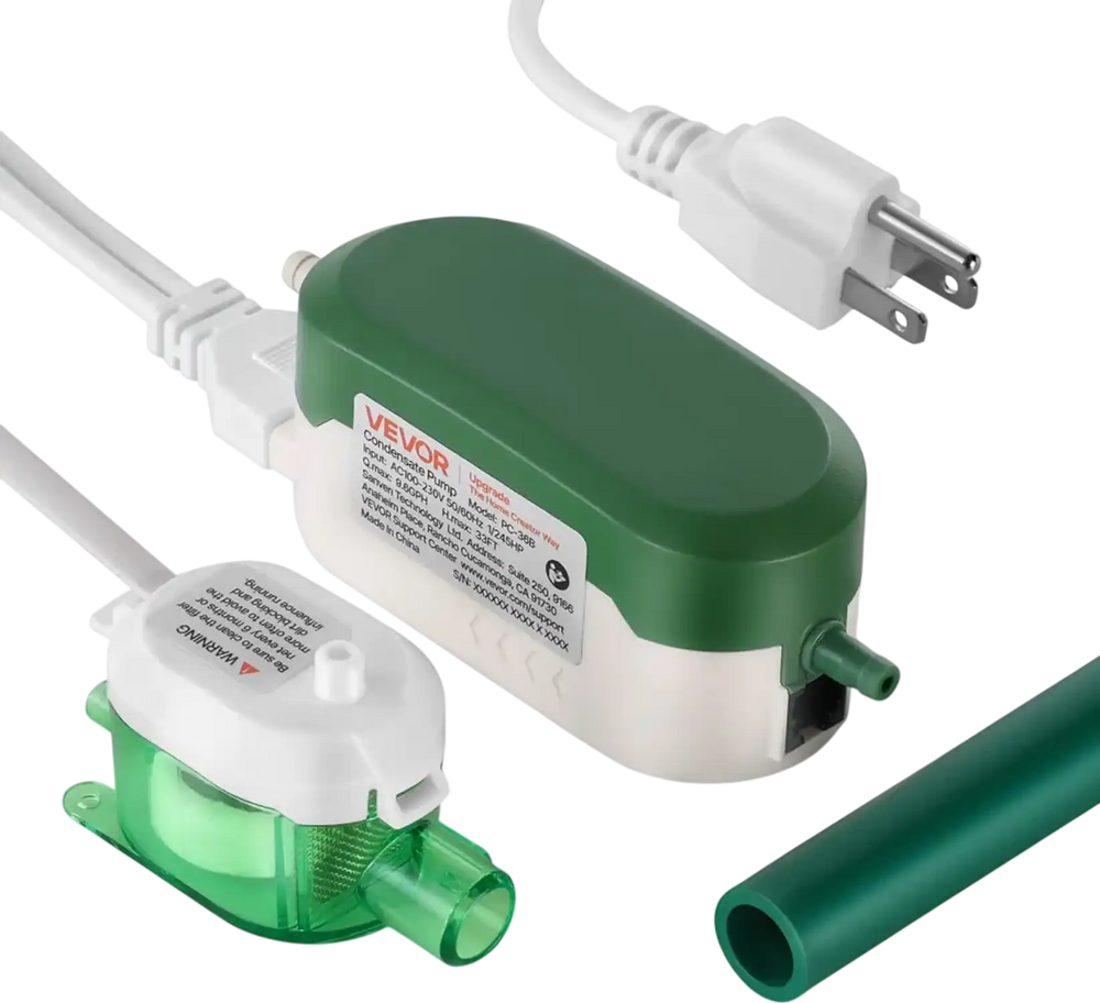 VEVOR Condensate Pump, 1/245 HP, 9.6 GPH, 33 ft Lift, 100-230V Automatic AC Condensation Removal Pump with Safety Switch, Quiet, for Air Conditioner, Dehumidifier, HVAC, Furnace, Ice Maker Water Drain