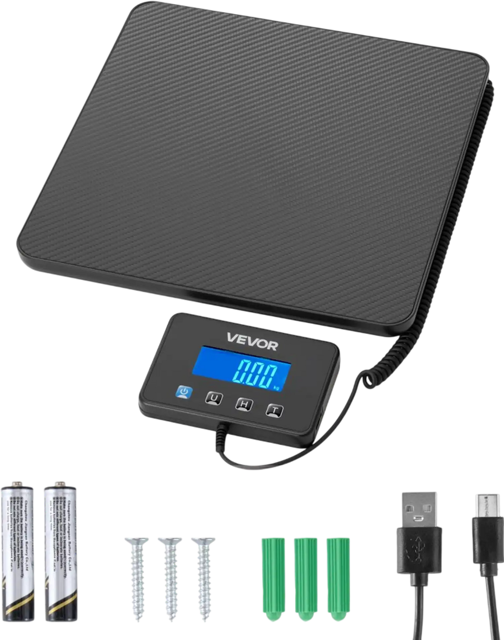 VEVOR Digital Postal Scale, 0.35 oz/3.5 oz Dual Accuracy, 440 lbs Commercial Weight Scale with Hold/Tare Function & LCD Display, Fit for Packages, Postage, Luggage, Battery & Charging Cable Included