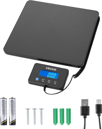 VEVOR Digital Postal Scale, 0.35 oz/3.5 oz Dual Accuracy, 440 lbs Commercial Weight Scale with Hold/Tare Function & LCD Display, Fit for Packages, Postage, Luggage, Battery & Charging Cable Included