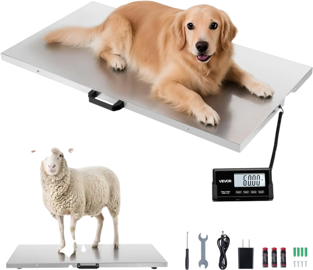VEVOR Digital Shipping Scale, 0.1 lbs High Accuracy, 660 lbs Postal Scale with LCD Display, Hold/Tare Function & AC/DC Power Supply, Fit for Packages, Postage, Luggage, Battery & Adapter Included