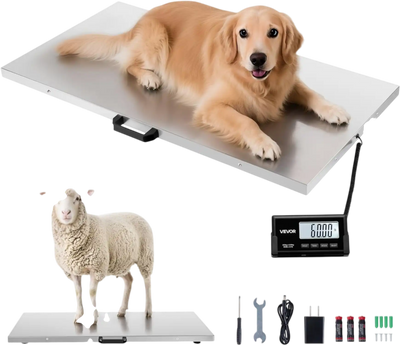 VEVOR Digital Shipping Scale, 0.1 lbs High Accuracy, 660 lbs Postal Scale with LCD Display, Hold/Tare Function & AC/DC Power Supply, Fit for Packages, Postage, Luggage, Battery & Adapter Included