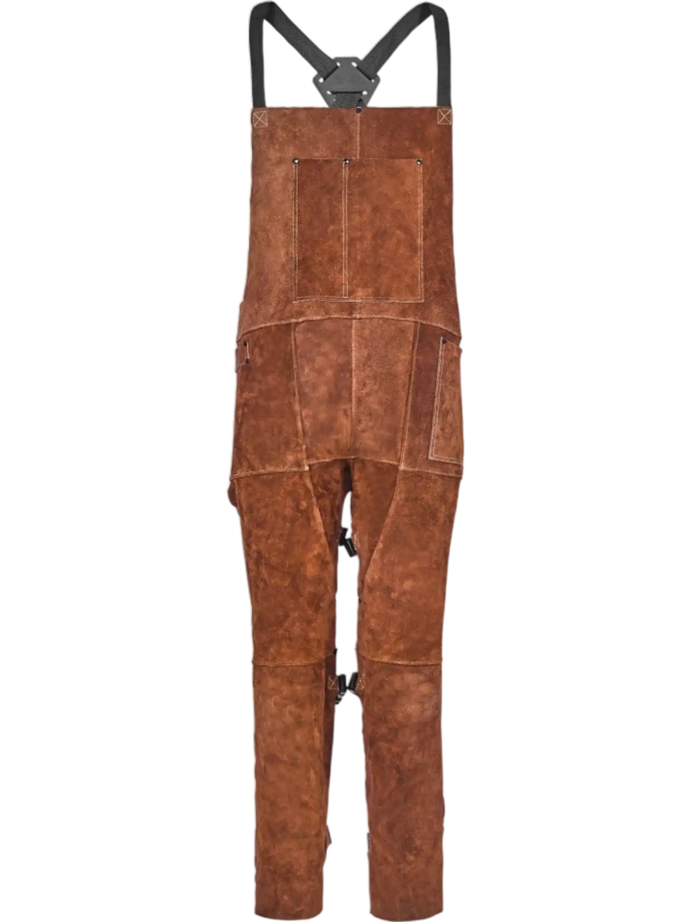 VEVOR Leather Welding Apron Split Leg, Heavy Duty Cowhide Flame Resistant Welding Pants for Men Women, Heat-Resistant Safety Apron with 3 Pockets for Woodworking, Gardening, Blacksmithing, XL-Size
