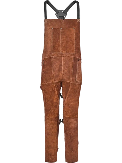 VEVOR Leather Welding Apron Split Leg, Heavy Duty Cowhide Flame Resistant Welding Pants for Men Women, Heat-Resistant Safety Apron with 3 Pockets for Woodworking, Gardening, Blacksmithing, L-Size