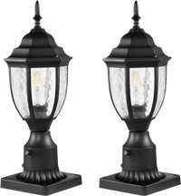VEVOR 2 Pack Dusk to Dawn Outdoor Post Light, 15.35 in, Waterproof Lamp Post Light Fixtures with 3.5 in Pier Mount Base Glass Shade, Lightning-proof Exterior Pole Column Light for Patio Garden Pathway