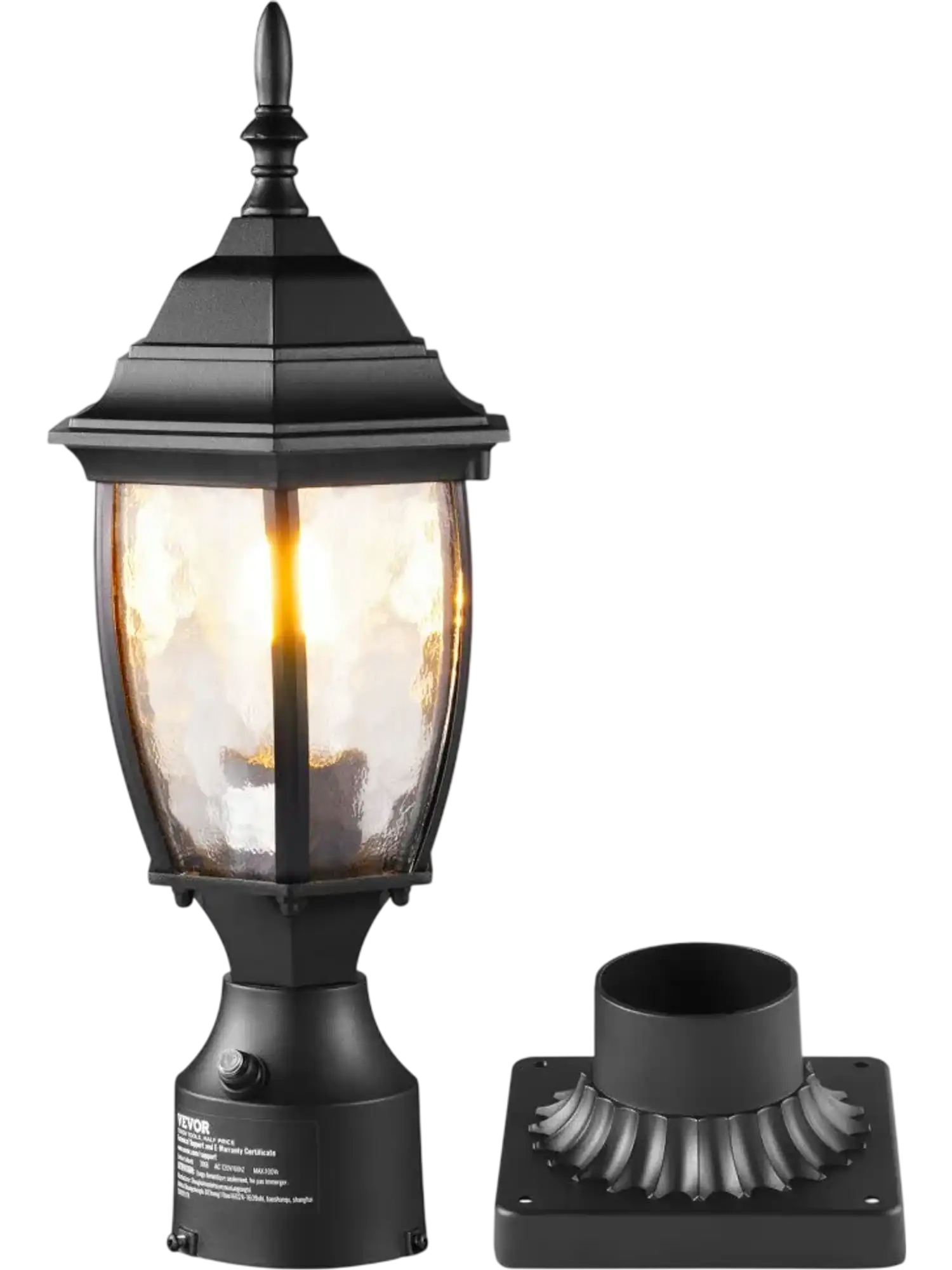 Vevor Outdoor Post Light Dusk-to-Dawn Waterproof Lamp Post Fixture 15.75