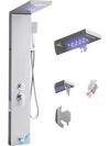 VEVOR Shower Panel Tower System with Rainfall Waterfall Shower Head, LED, 53 in Brushed Stainless Steel Shower Column, 5-Function Faucet, Wall-Mount Rain Massage System, with Handheld, Tub Spout