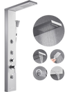 VEVOR Shower Panel Tower System with Rainfall Waterfall Shower Head, 53 in Brushed Stainless Steel Shower Column, 5-Function Faucet, Wall-Mount Rain Massage System with 3 Body Jet, Handheld, Tub Spout
