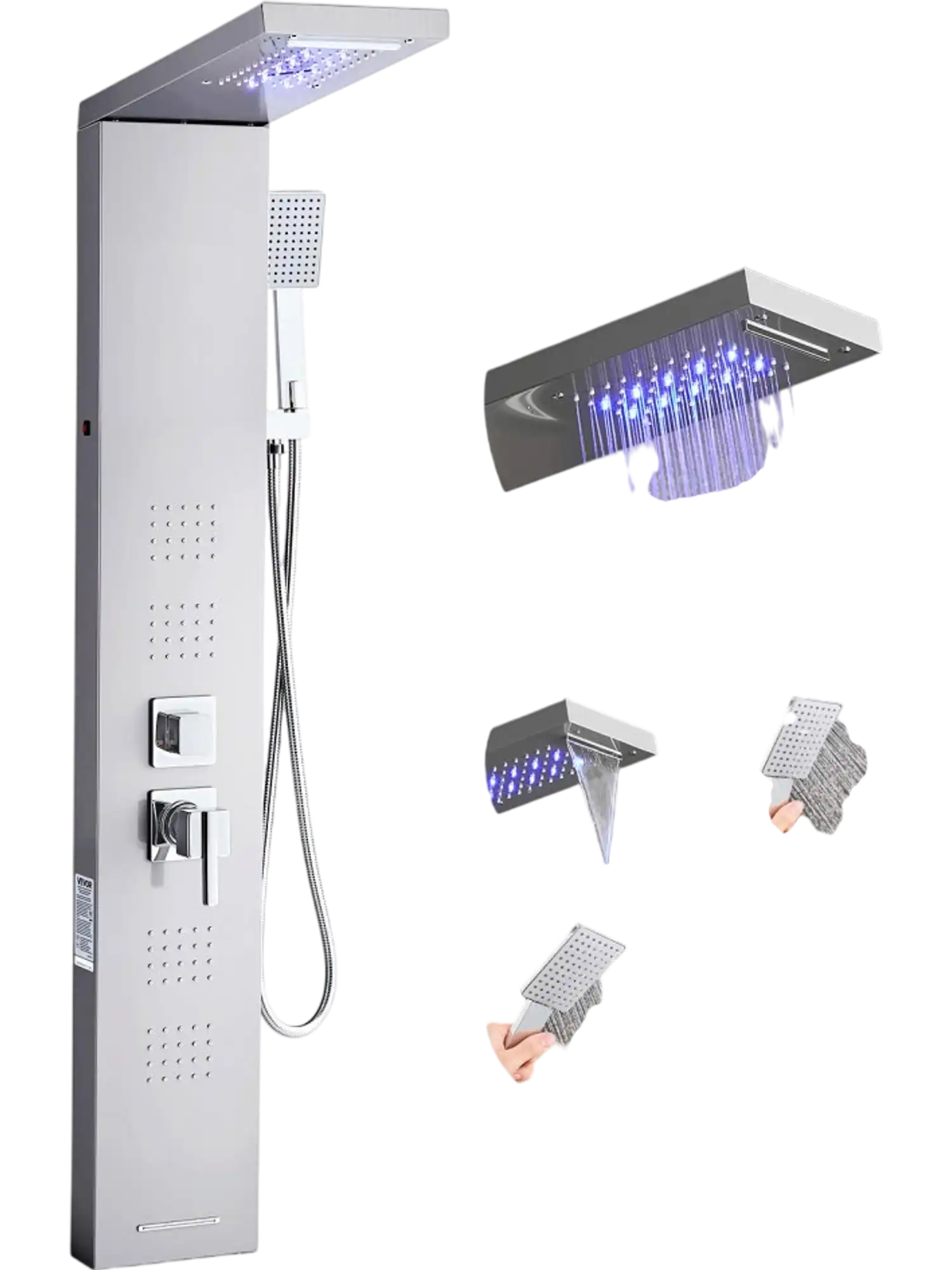 Vevor Shower Panel Tower System Rainfall Waterfall LED 53