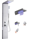 VEVOR Shower Panel Tower System with Rainfall Waterfall Shower Head, LED, 53 in Brushed Stainless Steel Shower Column, 5-Function Faucet, Wall-Mount Rain Massage System, with Handheld and Tub Spout