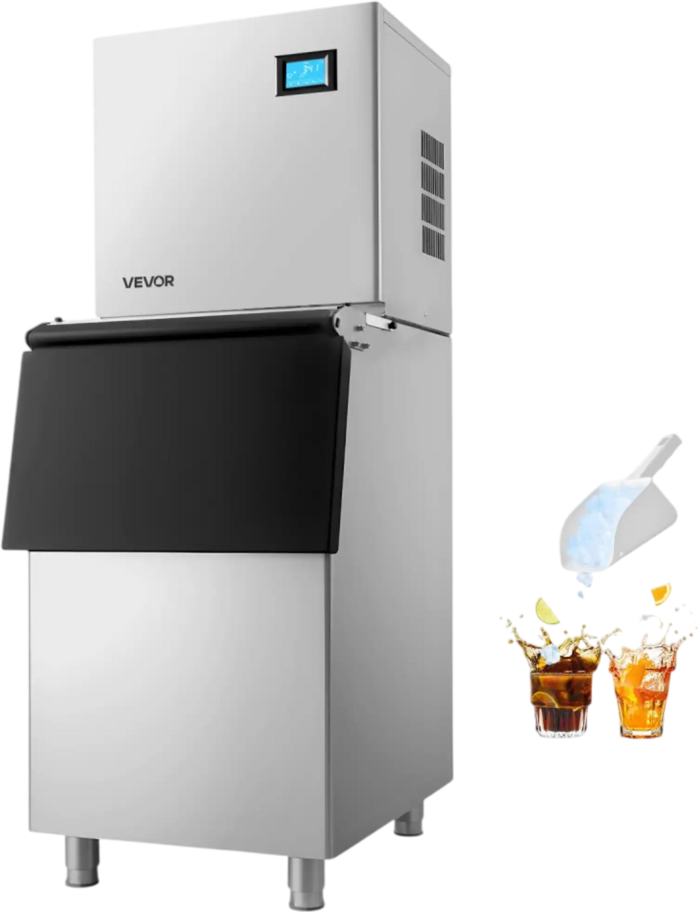 VEVOR Commercial Ice Maker Machine, 360LBS/24H Ice-Making Machine with 250LBS Large Storage Bin, Auto Self-Cleaning Ice Maker with Touchscreen for Bar Cafe Restaurant Business Commercial