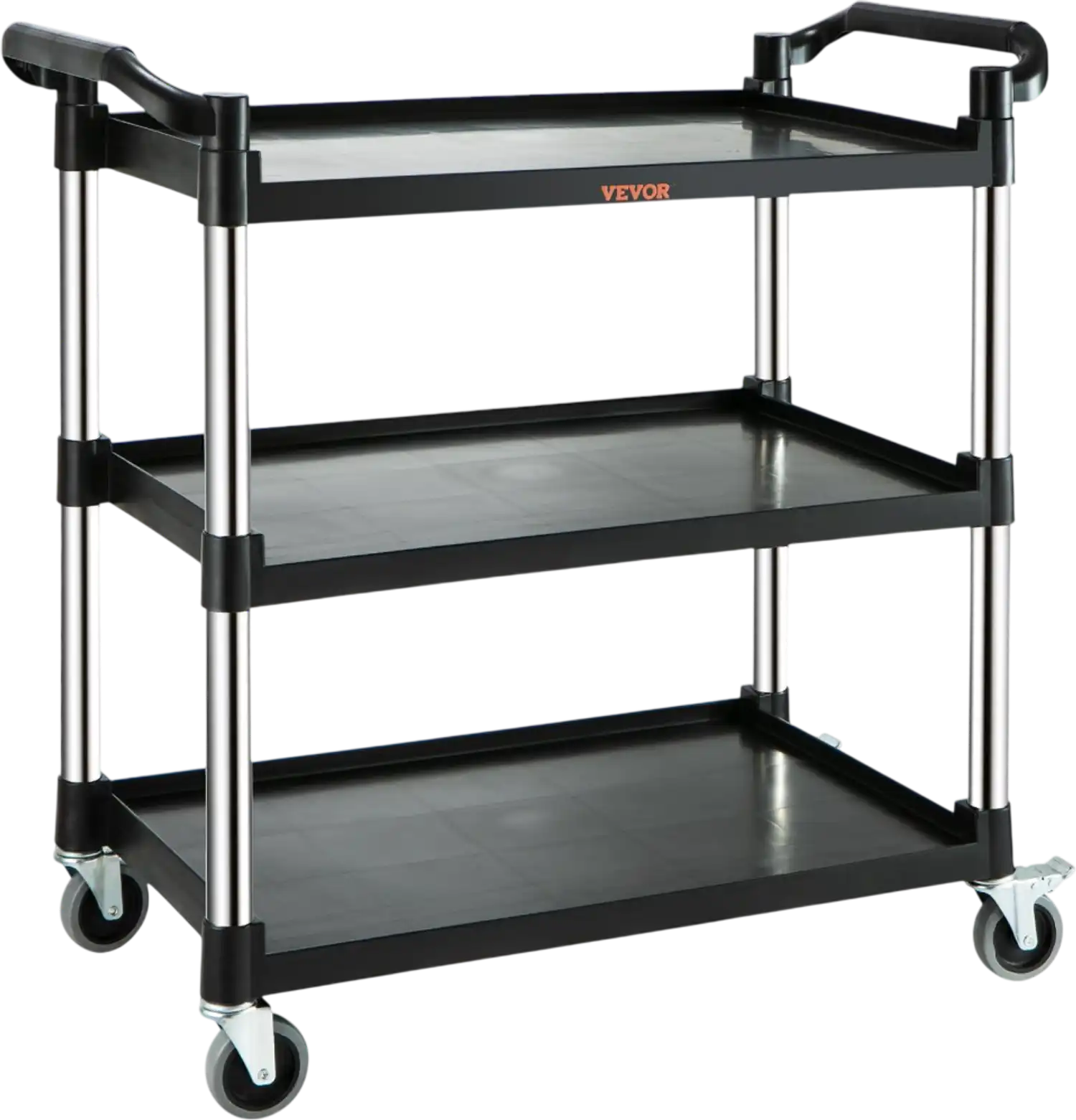 Vevor Utility Service Cart 3-Tier Heavy Duty Rolling Food Service Cart with Lockable Wheels 40