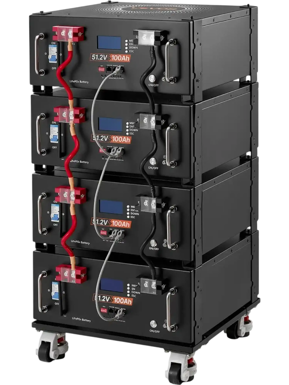 VEVOR 48V 100Ah LiFePO4 Lithium Battery, Built-in 100A BMS, 51.2V Server Rack LiFePO4 Battery with Bluetooth & Display, 5120Wh Capacity, 6000 Cycles, for Solar Energy Storage Home Backup Power, 4 Pack