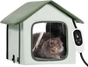 VEVOR Elevated Heated Cat House, Outdoor Kitty Shelter with Timer, 600D Oxford Cloth Foldable Cat Shelter with Heated Pad for Winter to Stay Warm and Cozy, Green (Small)