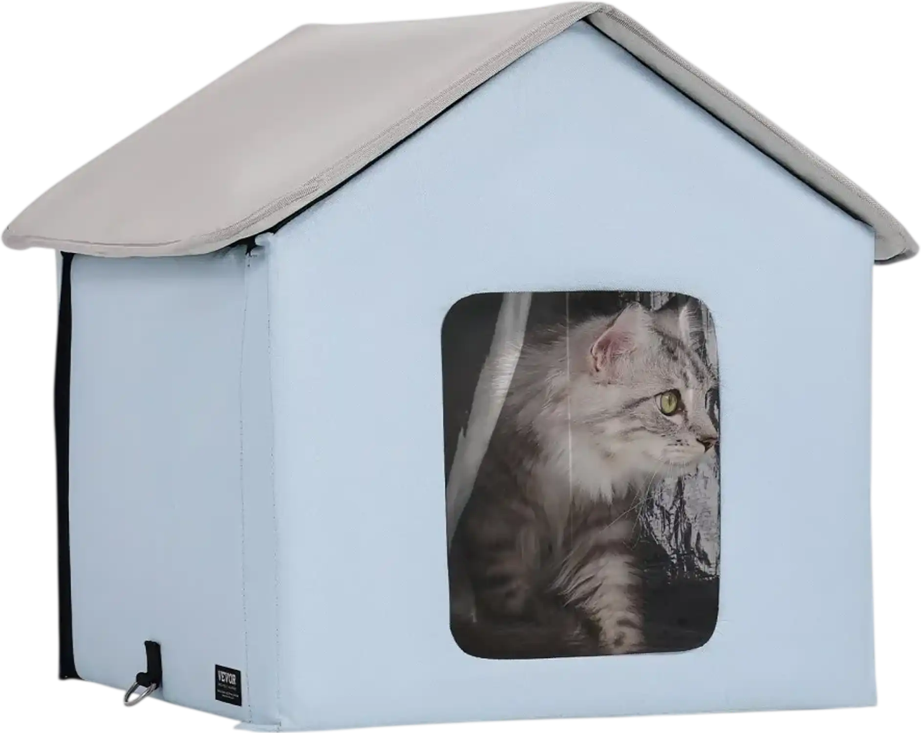 Vevor Cat House Heated Outdoor Kitty Shelter with 30W Pad Blue Small New